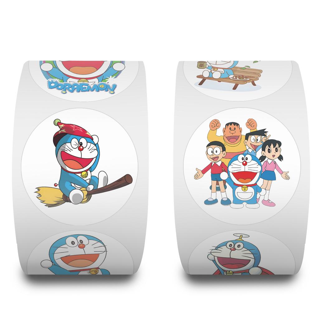 500 Stickers/roll Doraemon Cartoon Roll Paper Children's Creative Hand Tent Decorative Skateboard Tape