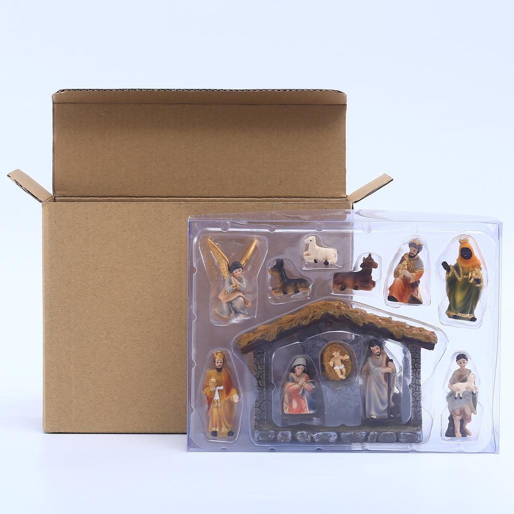 Nativity Set Realistic Hand Painted Nativity Scene Resin Figurine Set for Xmas Tabletop Decor