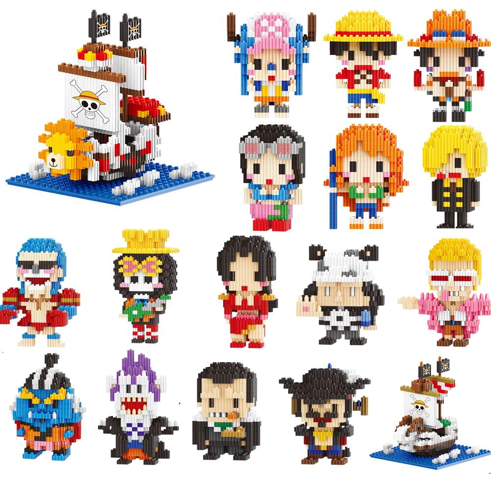 Linkgo Building Blocks di Connessione Uno Luffy Chopper Piece Boa Franky Zoro Nami Robin Jinbei Brook Modello 3D Giocattolo con Mini Mattoncini