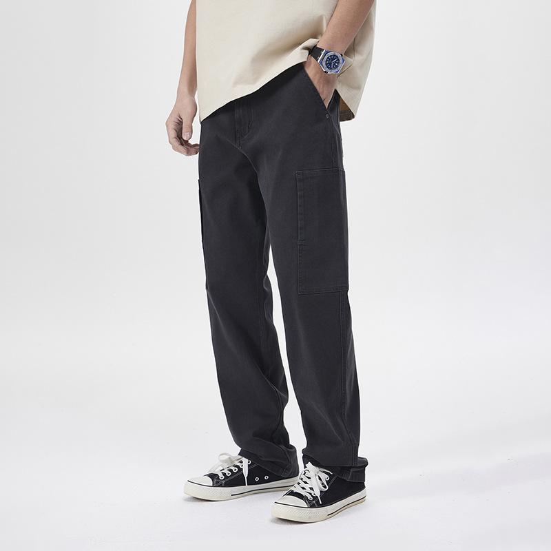 American ins popular retro overalls washed old casual pants fashionable men's high street trendy brand straight trousers