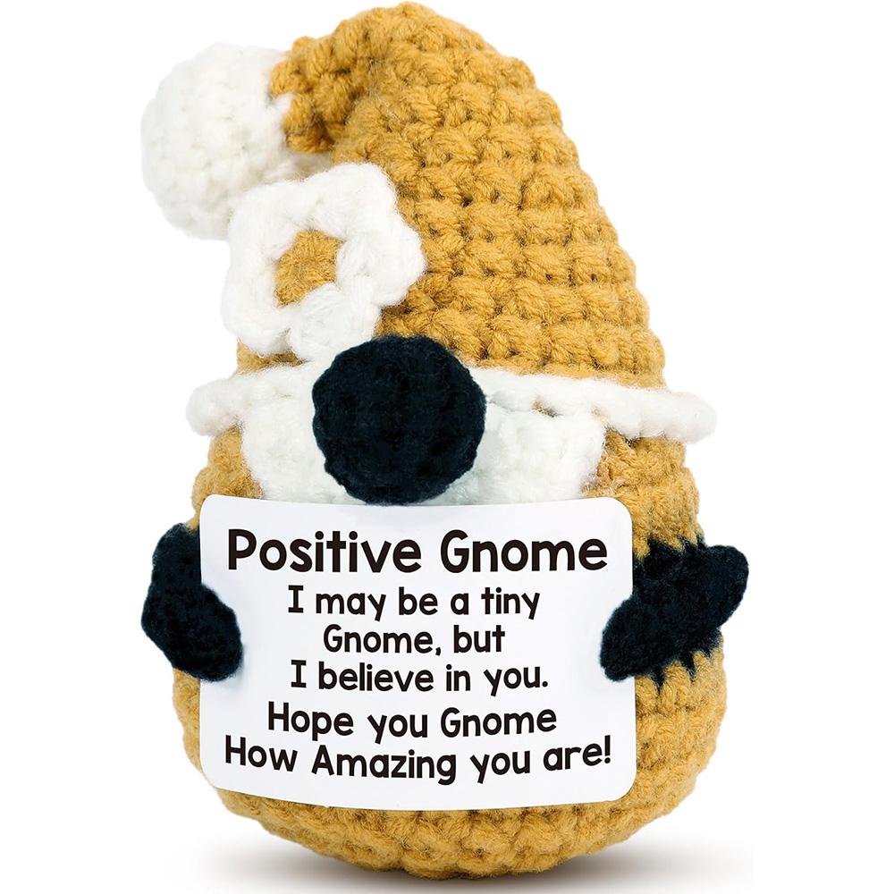 

Crochet Inspirational Positive Gnome Doll With Encouragement Card Home Room Decoration Handmade Knitted Gnome Desktop Ornament