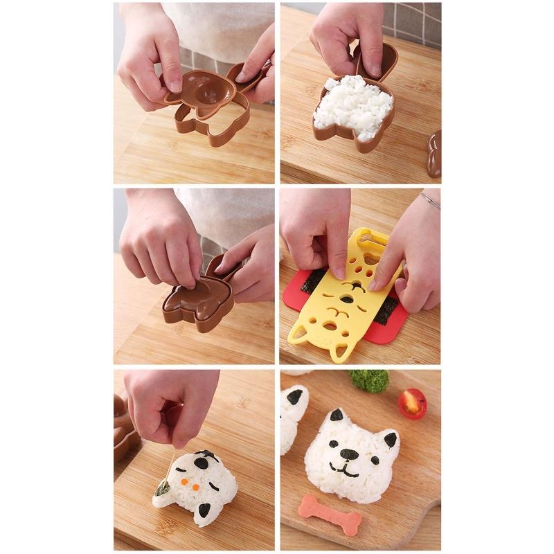 DIY Sushi Moulds Onigiris Rice Ball Food Press Dog Shaped Sushi Maker Molds Sushi Kit Japanese Cuisine Bento Accessories