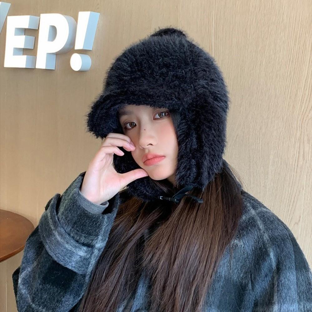 Fluffy Winter Cap Plush Plush Hat Cozy Ear Protection Hat  for Women