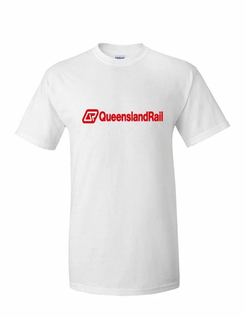 Queensland Rail Retro Logo Brisbane Australia Rail Train White Cotton T-Shirt 4XL