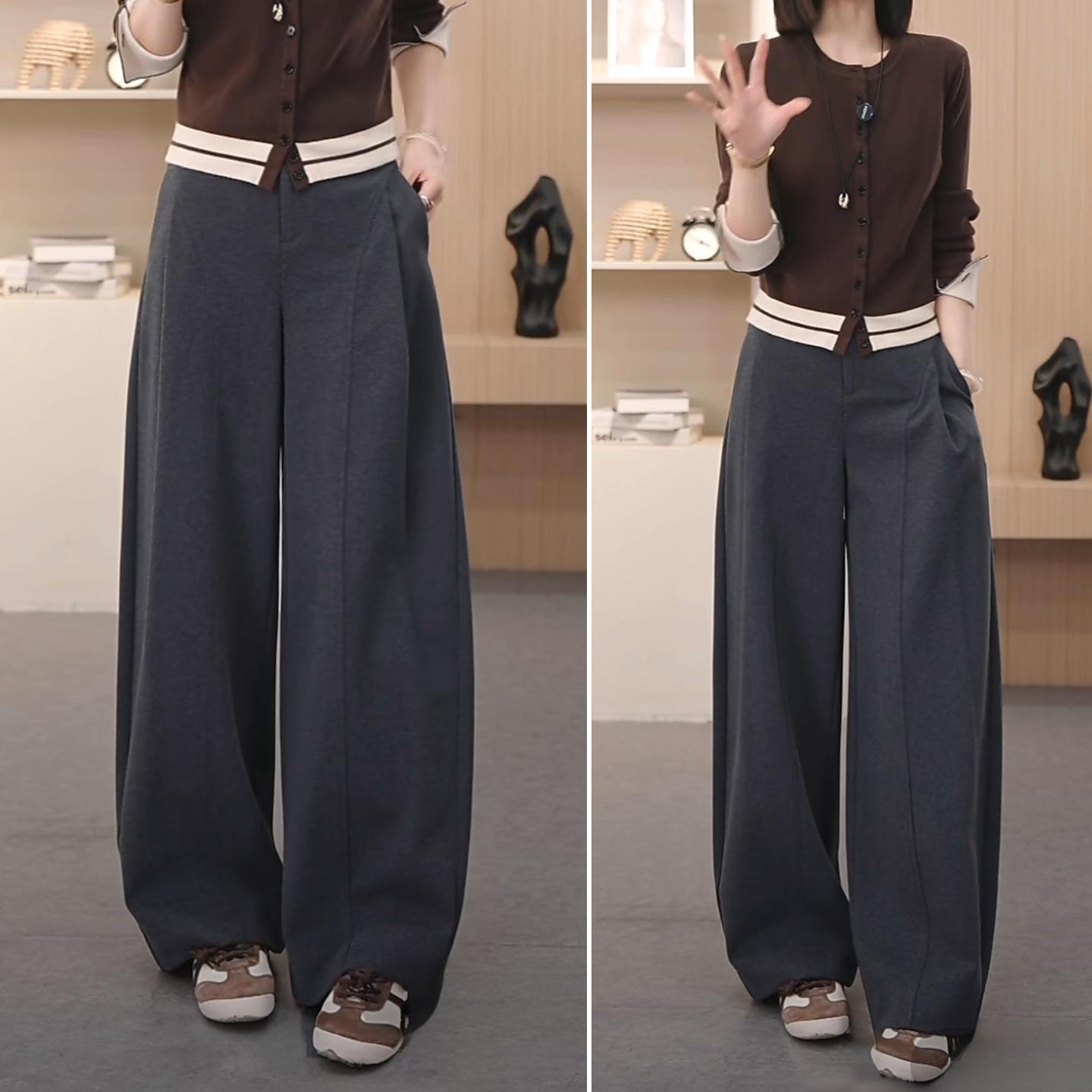 

Autumn/Winter 2025 Women s Thick Wool Wide-Leg Pants - Soft, Casual, Loose, Flattering 29/XL