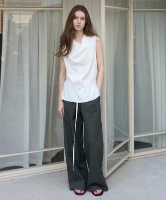 FROMWHERE Elastic Wide Pants Charcoal