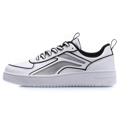 Li Ning Synthetic Leather Slip Resistant Abrasion Resistant Low Top Skateboard Shoes Women's White Black AGCP128-3