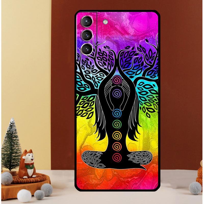 Mandala Chakra Yoga Case For Samsung Galaxy S22 S23 S24 Ultra Note 20 10 Plus S8 S9 S10 S20 FE S21 FE Cover