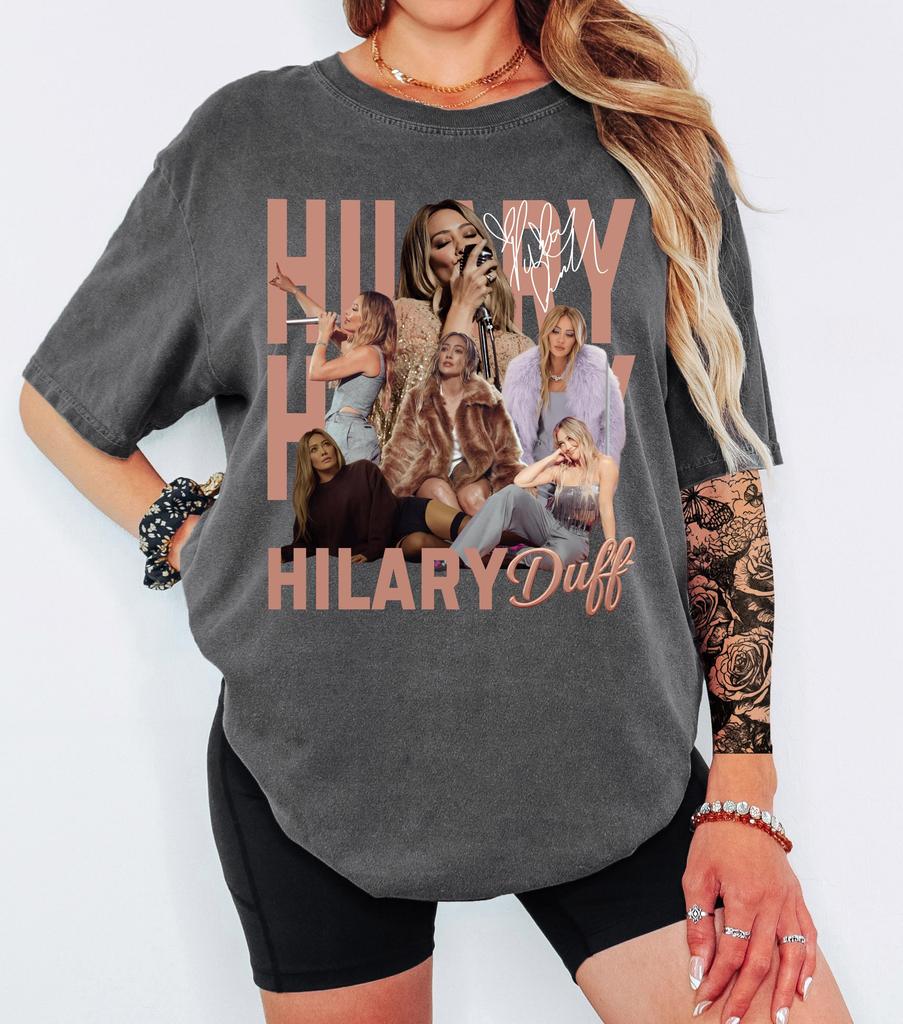 Hilary Duff Lucky Me Tour Tshirt Hot Sales Unisex and Women Summer Cotton Clothing Fashion Y2K Short Sleeves Street Wear Unisex