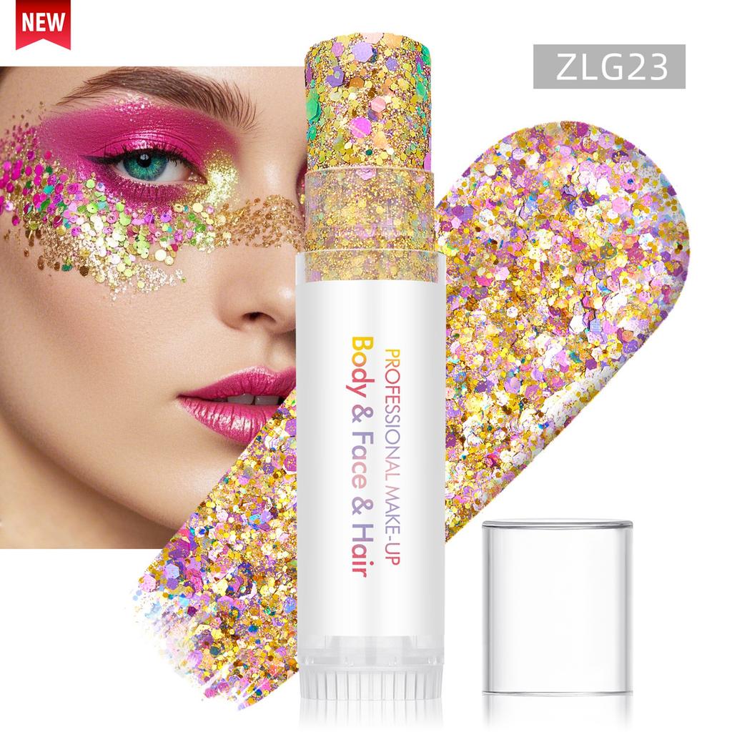 Stick Glitter Corpo, Pittura Facciale, Gel Paillettes, Trucco Sirena, Carnevale Festival Musicale, Capelli, Ombretto, Trucco.