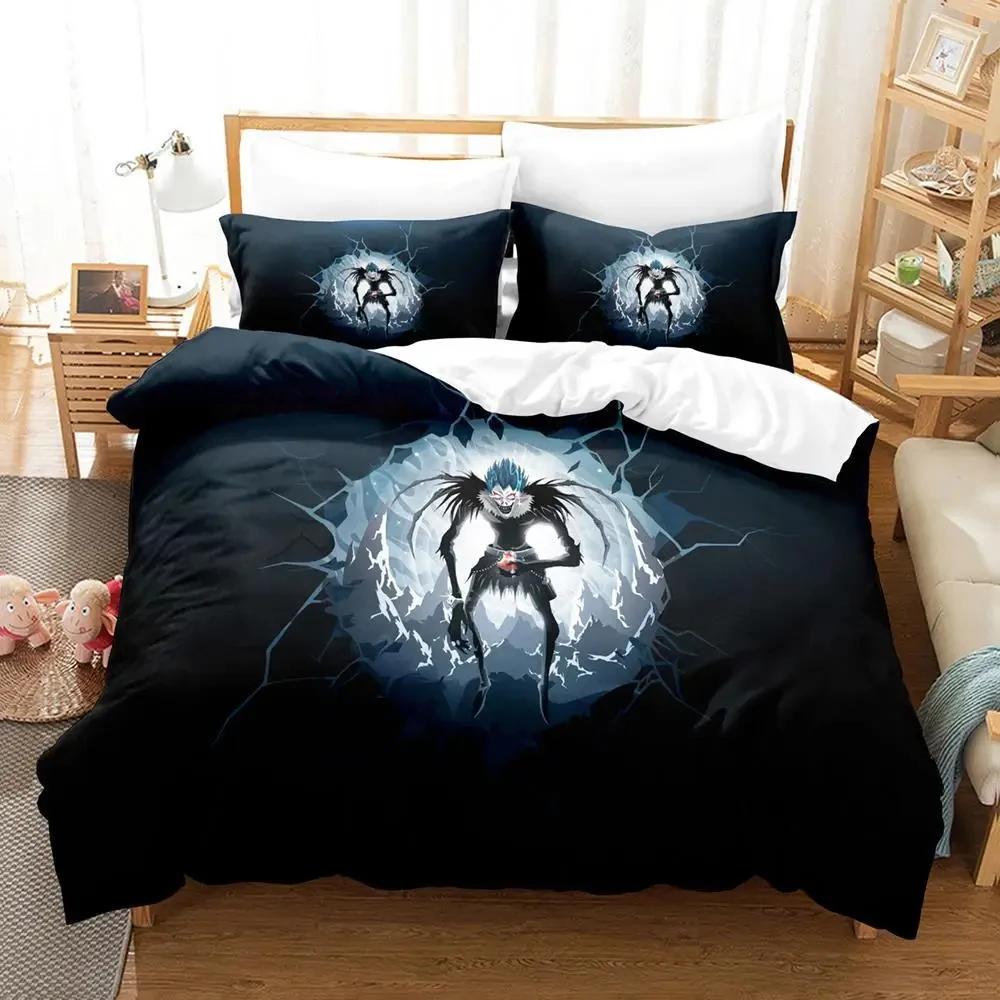 3D Print Death Anime Note Beding Set Young Boys Young Girls Twin Quen King-Sized Dimensionsd Dimensions Soft Duvet Cover Pilowcase Bed boys Adult