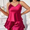 New Large-size Women's Loungewear Set Casual Nightgown Simple Ice Silk Pajamas Thin Suspender Clothes Wholesale