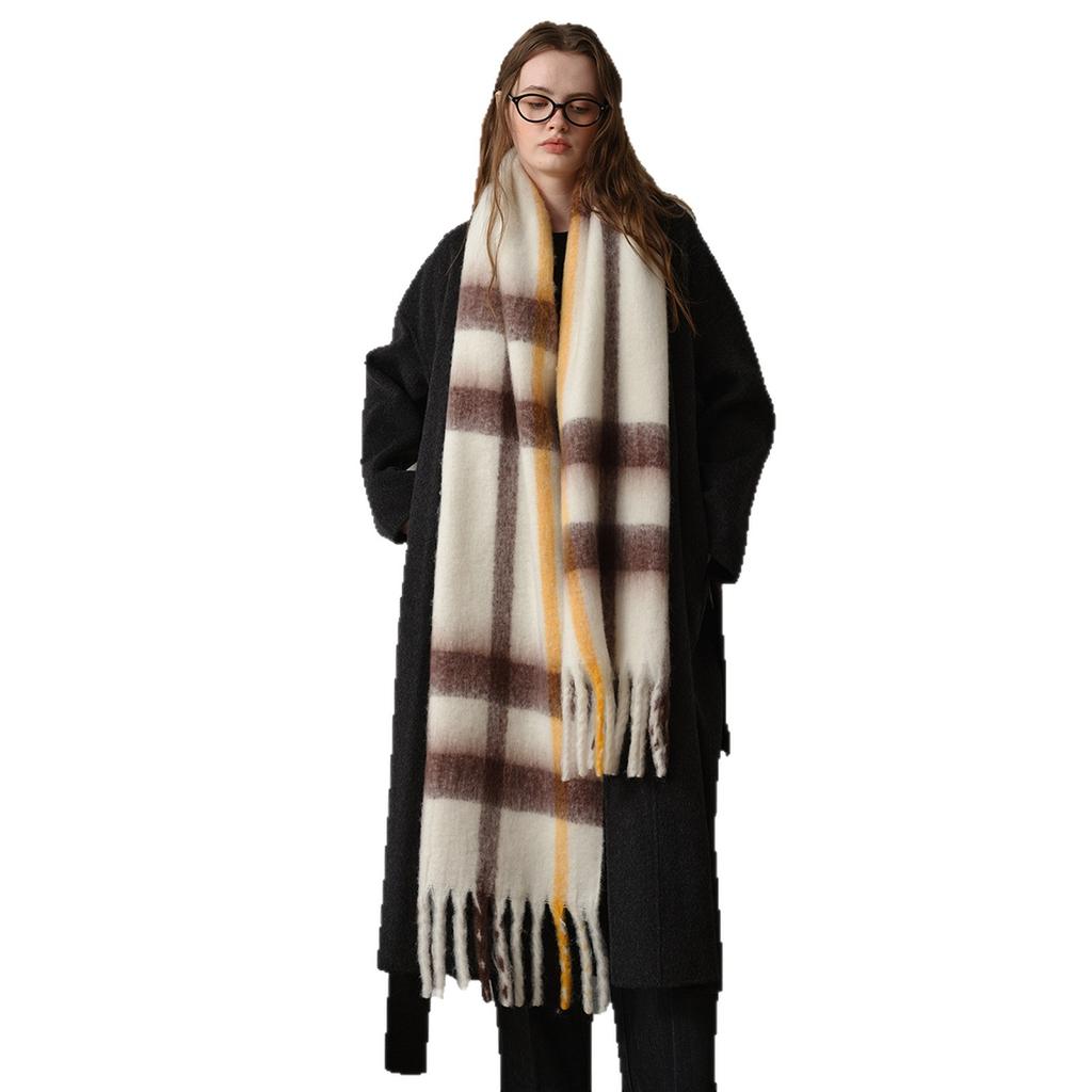 Premium Striped Fringed Scarf Scarf Women's Autumn and Winter Shawl Thickened Warm Outer Match