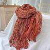New Spring And Autumn Retro Art Folded Thin Versatile Shawl Small Floral Scarf Cotton Scarf
