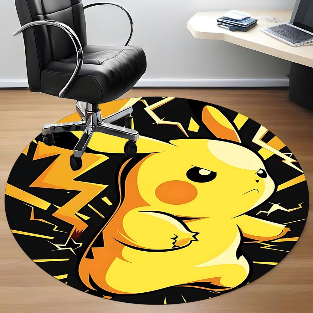 1pc Pikachu Electric Office Round Area Rug, Bedroom Living Room Home Decor, Room Deco,  Offic a1016123
