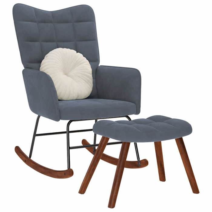 VidaXL Chaise à bascule avec repose-pied gris foncé velours, fauteuil à bascule, chaise longue, siège de salon, chaise, 4016844