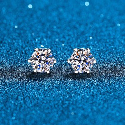 8mm 2 .0 Carat 100 %Moissanite Stud Earrings For Women Screw Thread Ear Studs 925 Silver Fine Jewelry Pass Diamond Test