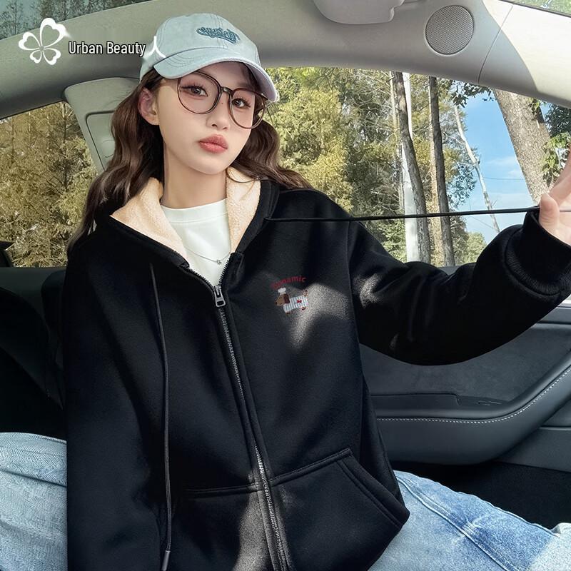 Dushi Liren 2025 Nový dámský plyšem podšitý kardigan s kapucí