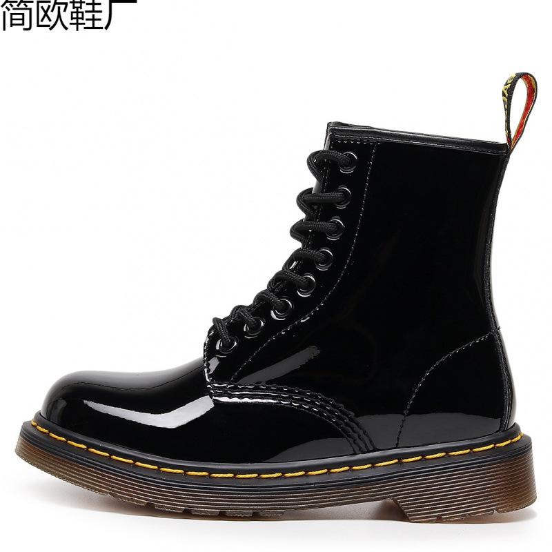 Mirror Tooling Boots Women s Patent Leather Couple Short Boots Men s and Women s Leather Boots Round 36
