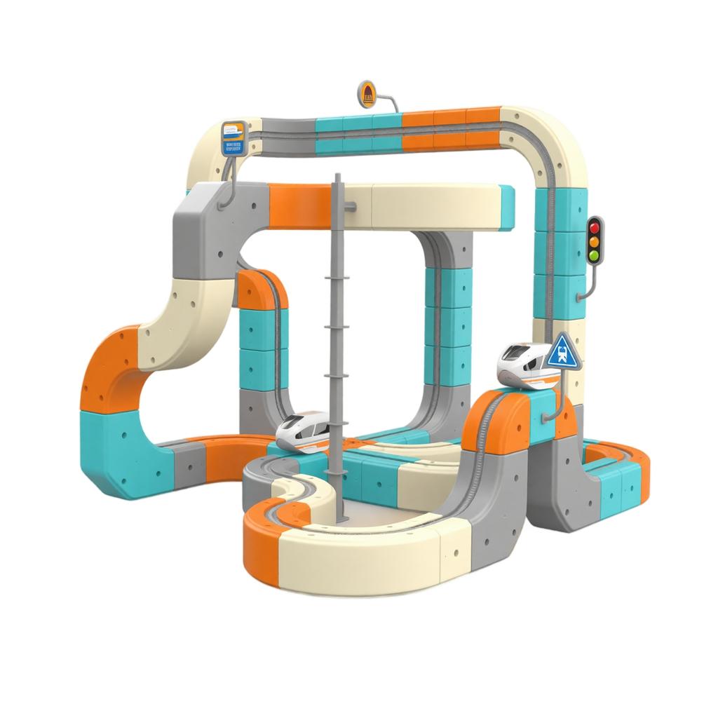 Magnetic Building Blocks Track Car Set with Gravity-Defying Magnetic Attraction Roller Coaster Track Educational Puzzle Train Toy for Kids