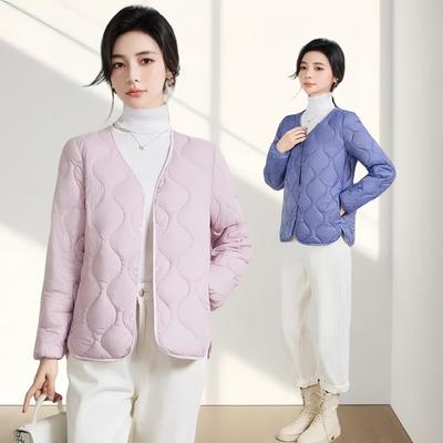 Winter New Light Down Cotton Clothes Women's Short Slim Liner Fashion Rhombus Casual Versatile Jacket