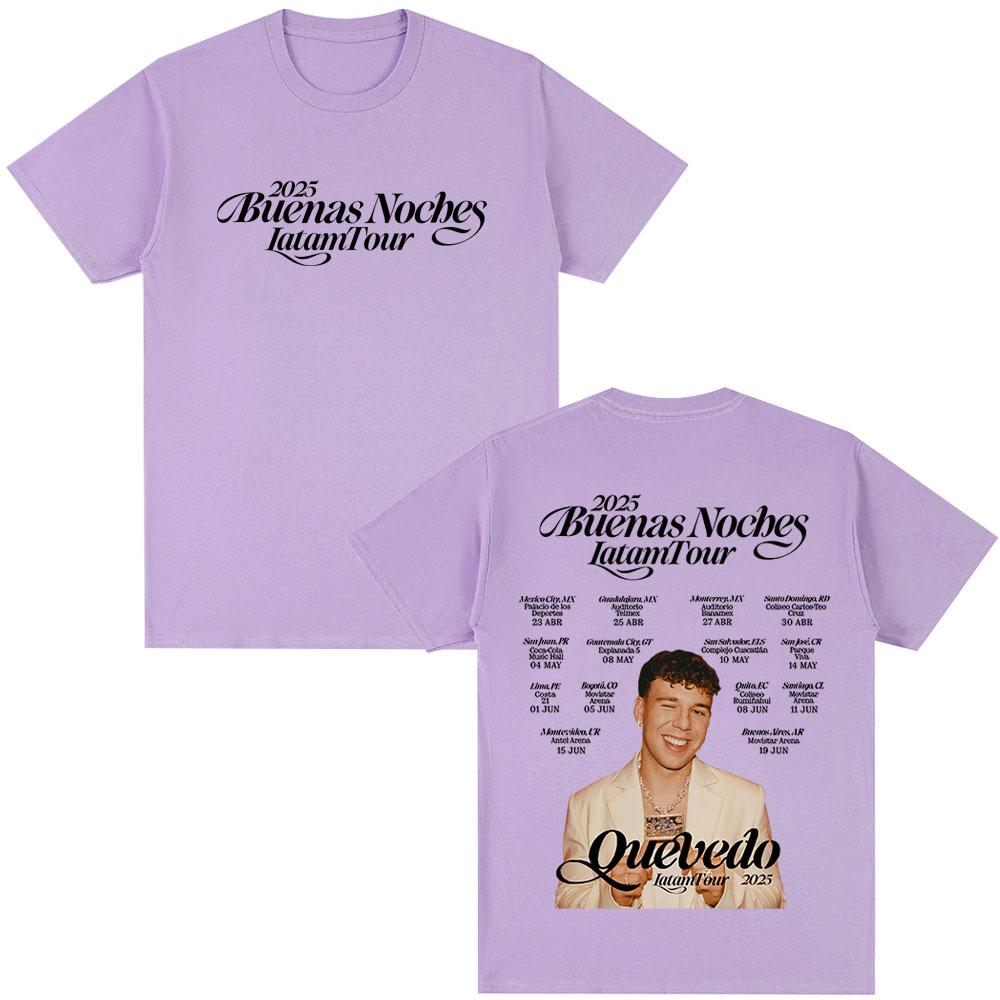 QUEVEDO 2025 DOBROU NOC LATAM TOUR Trička Pánské Dámské Oblečení Retro Móda Nadměrné Bavlněné Tričko Hip Hop Ležérní Trička