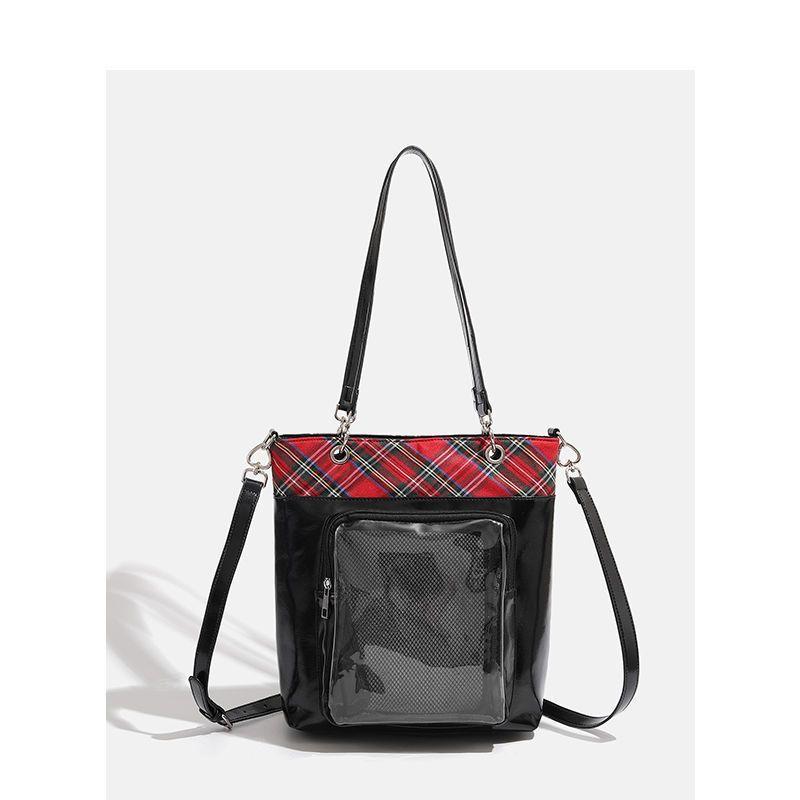 

Girls JK Checkered Single-shoulder Crossbody Bag with Large Capacity for School and Commuting чёрный