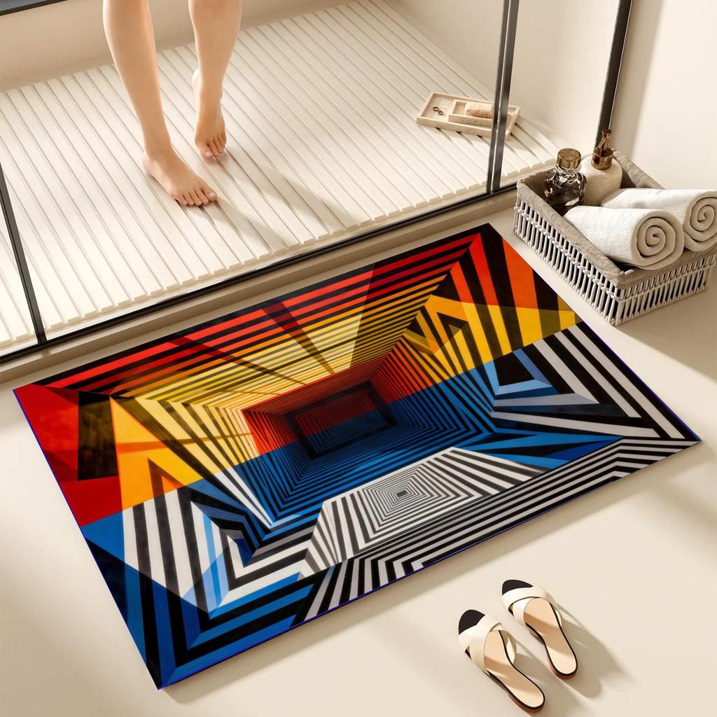 Geometric Dirt-Resistant Entrance Floor Mat - Easy To Clean & Wear-Resistant, Decorative Entryway Foot Mat
