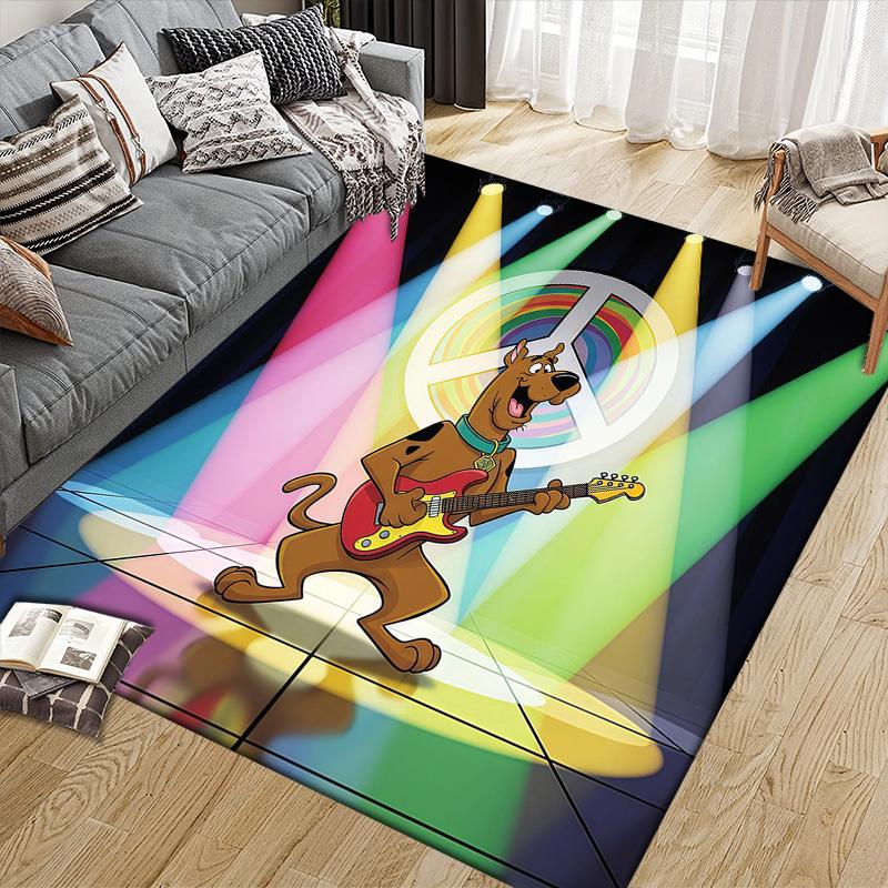 Scooby Flannel Pattern Square Carpet,Area Rug,Carpet Rug for Living Room Bedroom Sofa Playroom Decor,Non-slip Floor Mat