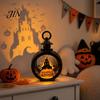 Indoor Outdoor Halloween Props Retro Pumpkin Lantern, LED Electronic Candle Light, Vintage Safe Flameless Decor Handheld Decorative Lamp for