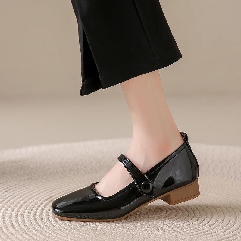 2025 Spring Patent Leather Women Mary Jane Shoes Fashion Soft Sole Shoes Elegant Wedding Party Shoes