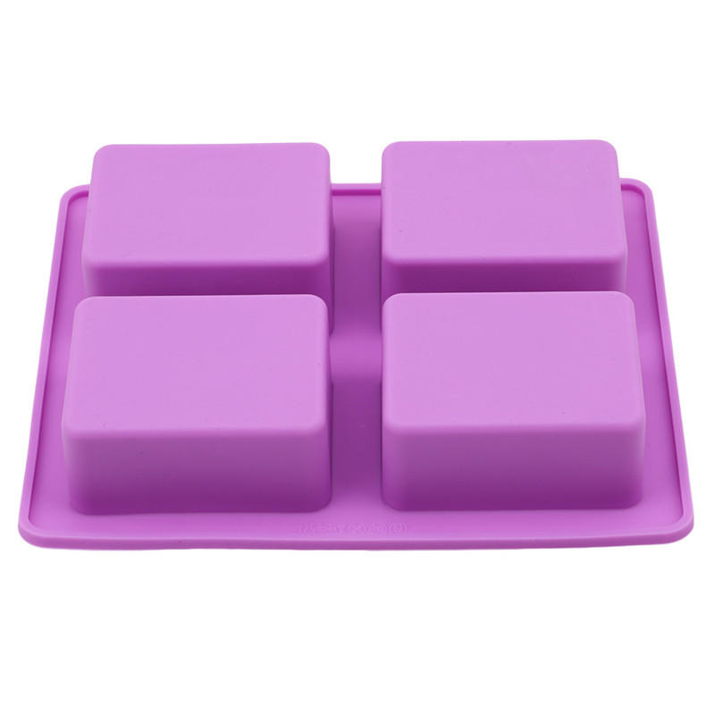 Party Dessert Silicone Mold Multi-purpose Tree Shape 4 Hole Square Soap Mold Crafts Chocolate Cake Molding Handmade Tools