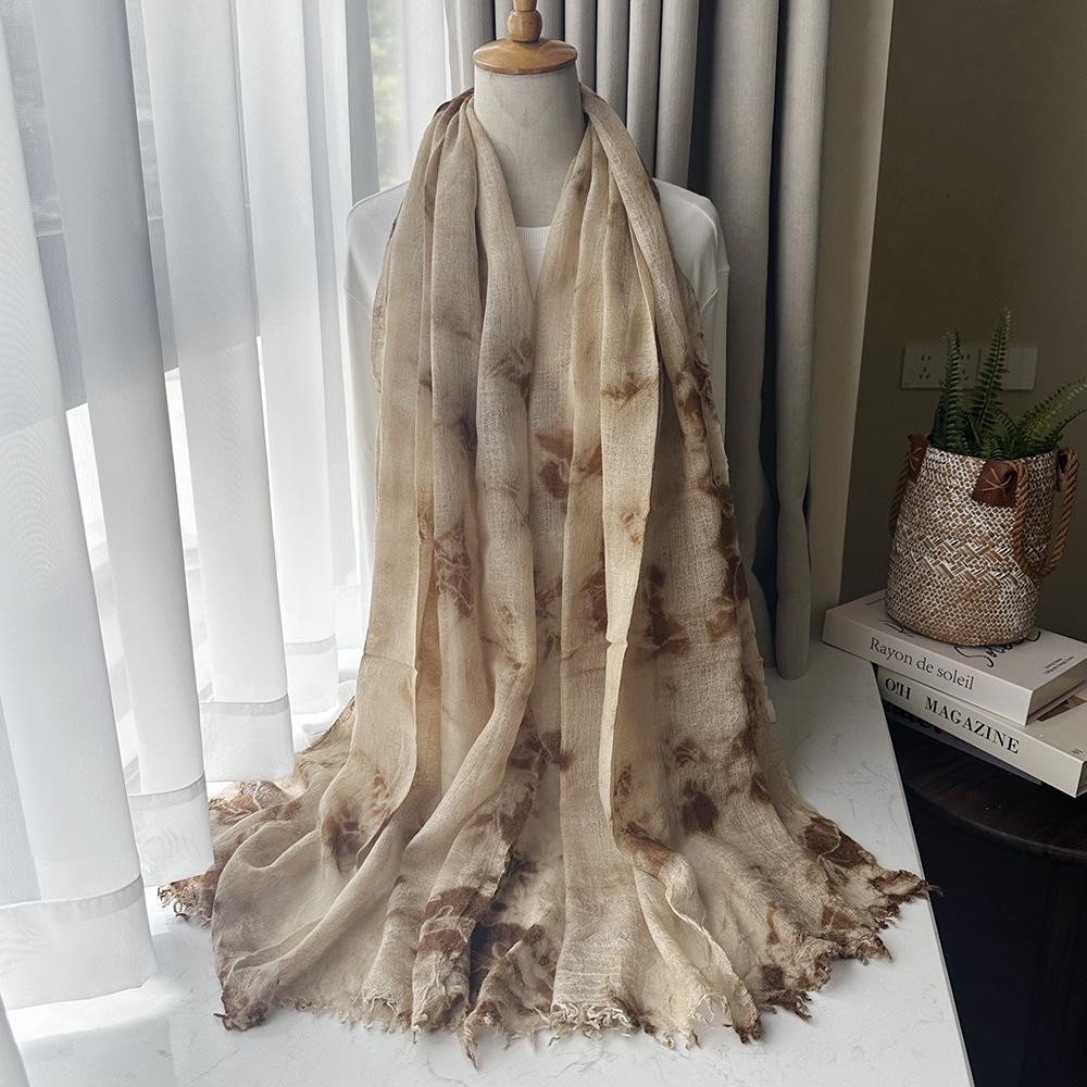 

Cross-Border Wool Scarf Autumn And Winter Thin Ethnic Style Tie-Dye Shawl Travel Versatile Atmosphere Women S Silk Scarf