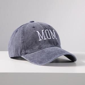 Unisex Washed Cotton Cap Dad Mom Embroidery Baseball Cap Outdoor Couple Chic Dad Hats