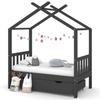 Kids  Bed with Drawer Dark Grey Solid Pine Wood 70 x 140 cm