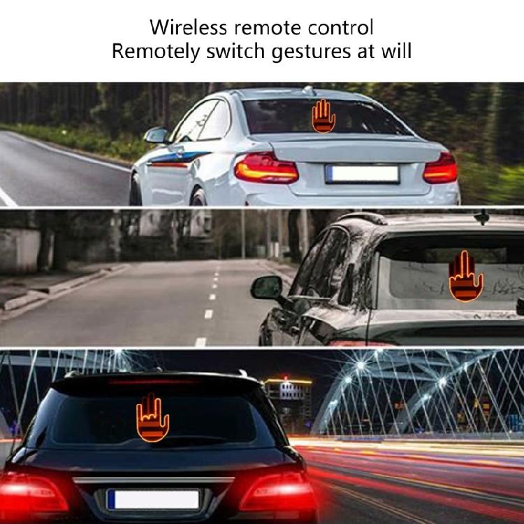 Car Back Window Sign Fun Gesture Finger Light with Remote Hand Gesture Light for Car Road Rage LED Sign Car Accessories