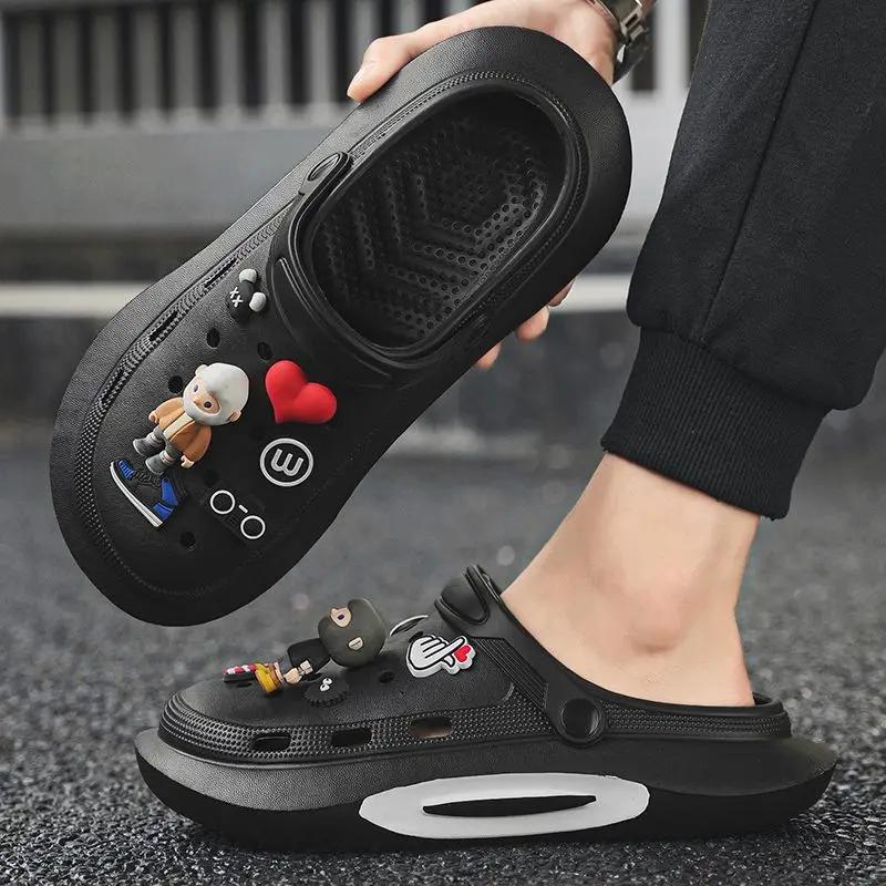 Fashion Man Sandals Beach Summer 2024 Shoes For Men Hole 39 V Number 41 Non-slip Cheap Clearance Korean Style Wholesale Casual Big Size