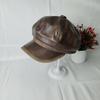 New pu leather hat pumpkin hat female autumn and winter Internet celebrity octagonal British retro painter beret literature and art