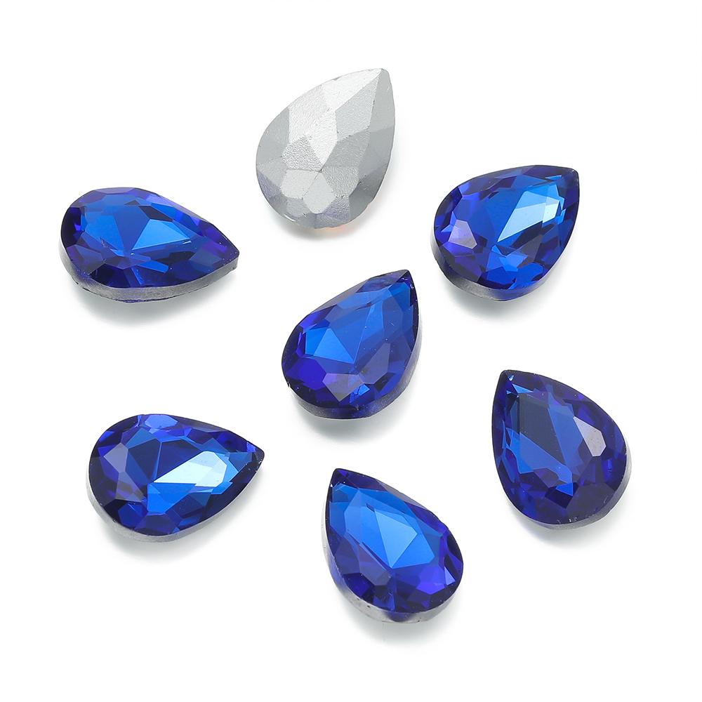 10 Stück/Los Tropfenförmige Glasperle Kristall Edelstein Spitze Rückseite Tropfenform Strasssteine Aufkleber Strassstein Für DIY Schmuckzubehör
