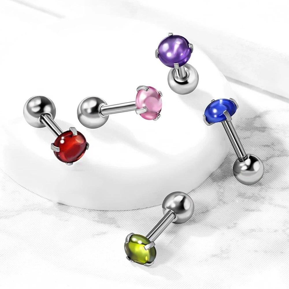 1 pz Zircone Cubico Cristallo Colorato Labret Monroe Anello per Labbro Borchie Acciaio Pietra 16g Borchia per Naso Cartilagine Elica Trago Piercing Orecchino