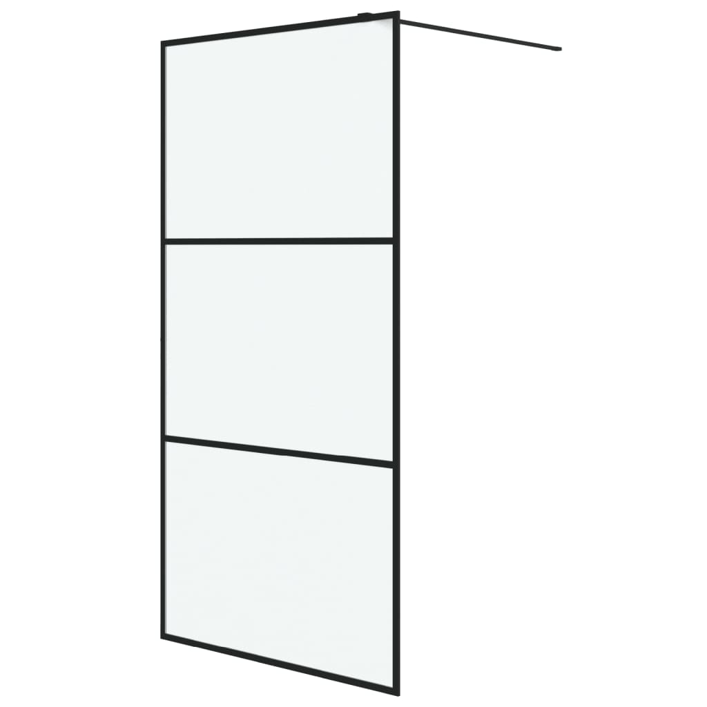 Walk In Shower Screen Black 100 X 195 Cm Matte ESG Glass