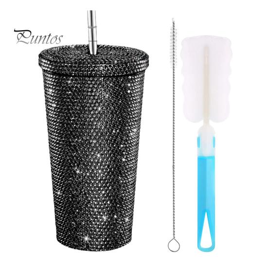 

Блестящий стакан с кисточкой, стразами, заклепками, стакан из нержавеющей стали, термокружка, игристая термокружка, подарки на день рождения для мамы и жены 750ML чёрный