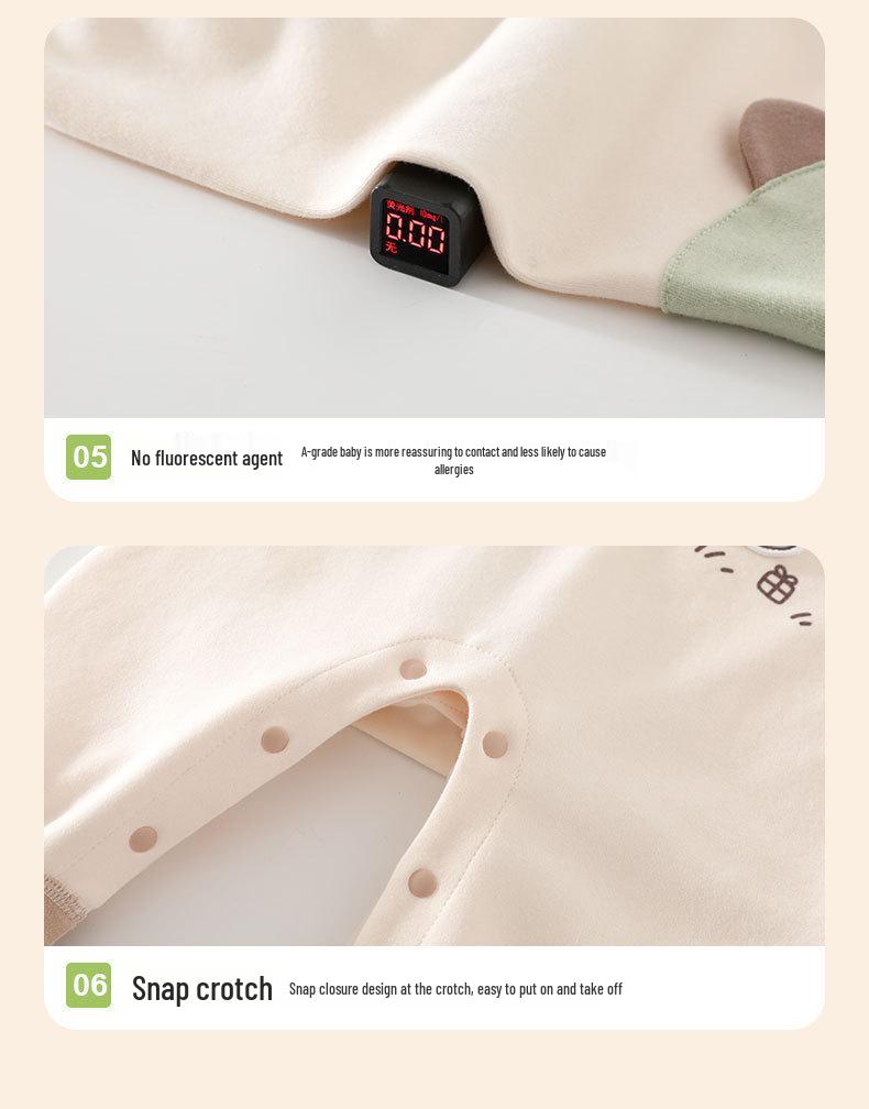 Unisex Newborn Cotton Long Sleeve Bodysuit for Spring and Autumn