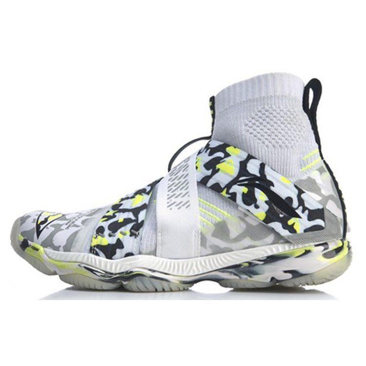 Li Ning Ranger 4 Fabric Slip Resistant Support Slip Resistant Support High top Badminton Shoes Women's White AYAP008-4