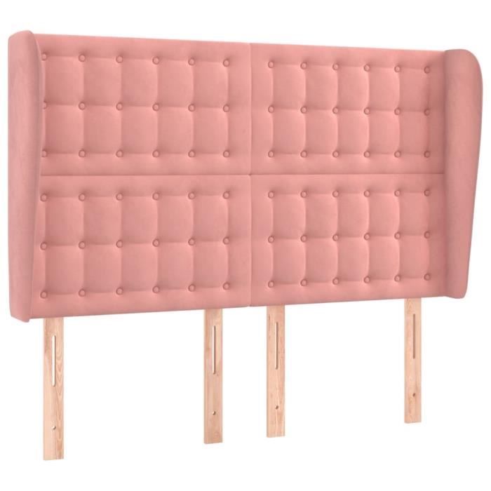 VidaXL Tête de lit avec oreilles Rose 147x23x118-128 cm Velours3118443