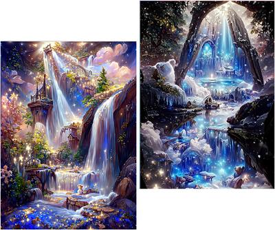 Amyaker Diamond Art Kit Square Beads All Sides Set of 2 Diamond Beads Painting Kit DIY Handmade Painting Craft Kit Mosaic Art 5D Mosaic Art Diamond