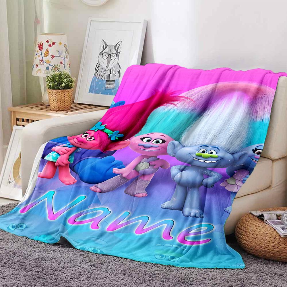 Customiz Name Personality Trolls Blanket Soft &Warm Sofa Office Bed Travel Lunch Break Blanket, Gift Suitable All Seasons