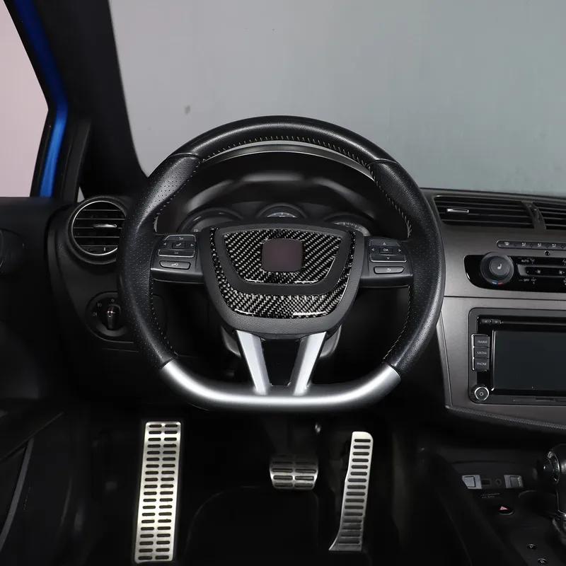For SEAT Leon León Mk2 1P 2008-2012 Soft Carbon Fiber Car Steering Wheel Frame Panel Cover Trim Sticker Car Interior Accessories