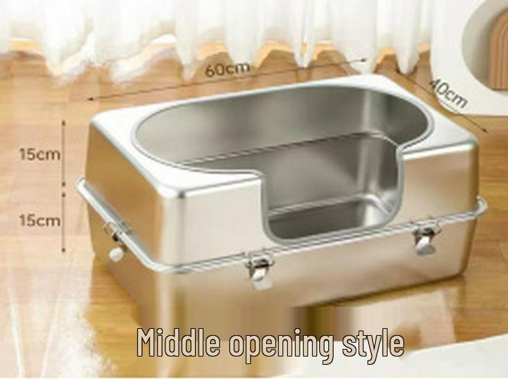 Large Stainless Steel Enclosed Cat Litter Box with Anti-Splash High Fence