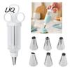 Home Baking Equipment Cake Decorating Kit, Cupcake Icing Piping Tool with 6 Stainless Steel Nozzles, Clear Kitchen Tools for Desserts Set Icing,